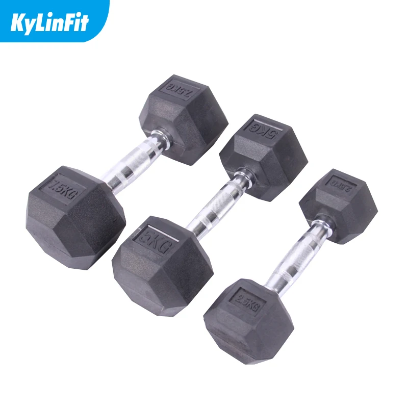 Тяжелая Тренировка Тяжелая лифтинг чугунный шестигранный гантель с резиновым покрытием
