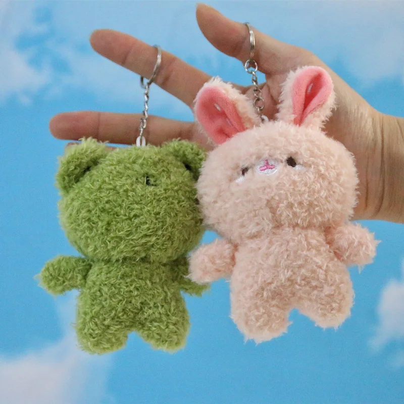 Creative New Bear Plush Toy Keychain Rabbit Chicken Doll Yellow Duck Frog Bag Pendant Jewelry