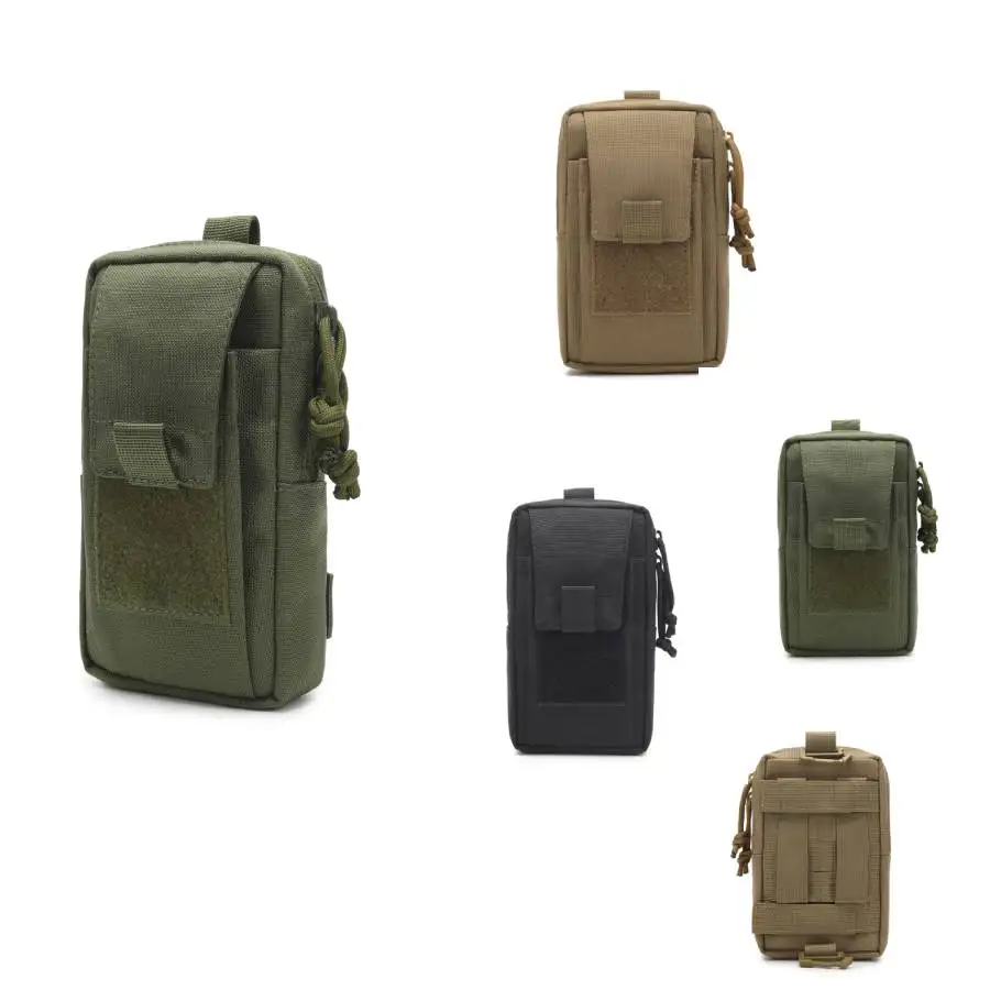Outdoor Multi-Purpose Tactical Molle Mobile Phone Belt Pouch EDC Gadget Slim Utility Waist Bag with Cellphone Holster