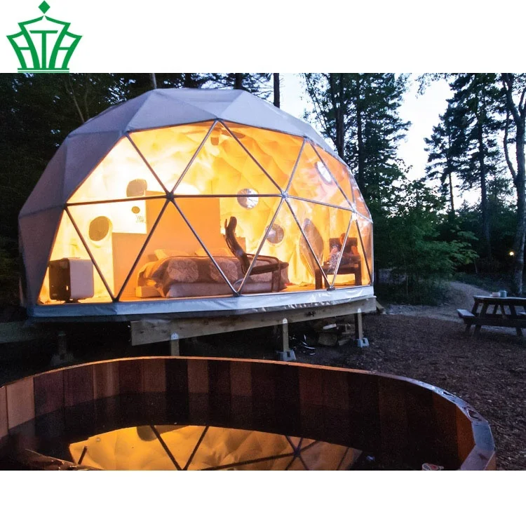 Steel Frame 6m Diameter Eco Transparent Roof Covers Half Geodesic Dome Shape Tent