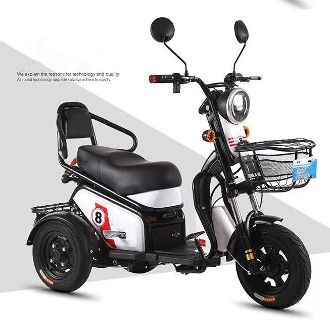 2024 High quality Three Wheel Electric Car 48V 500W 750W Cabin Electric Passenger Tricycle Tuk Tuk