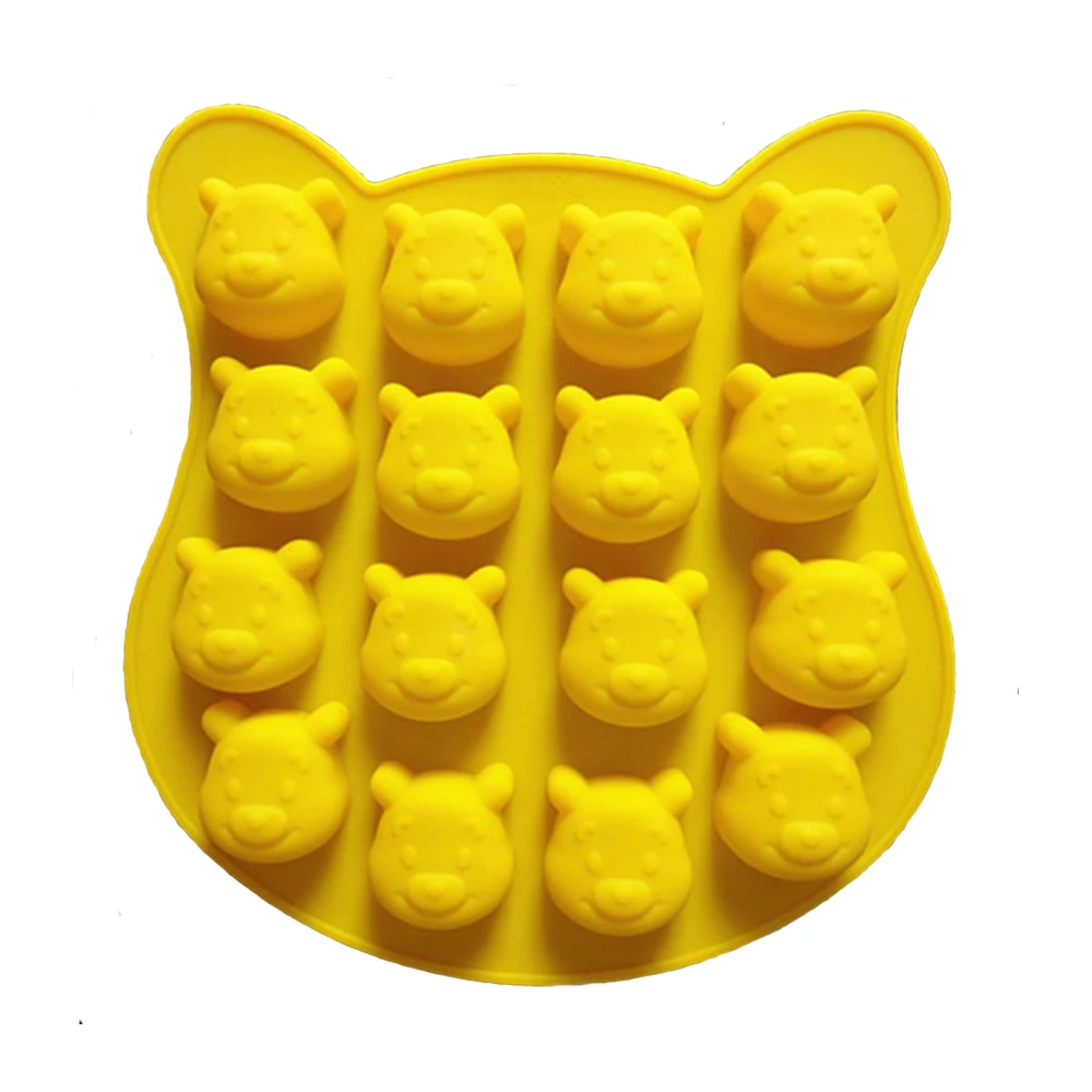 BPA Free 16 Cavities Cartoon animal small bear shaped silicone candy mold