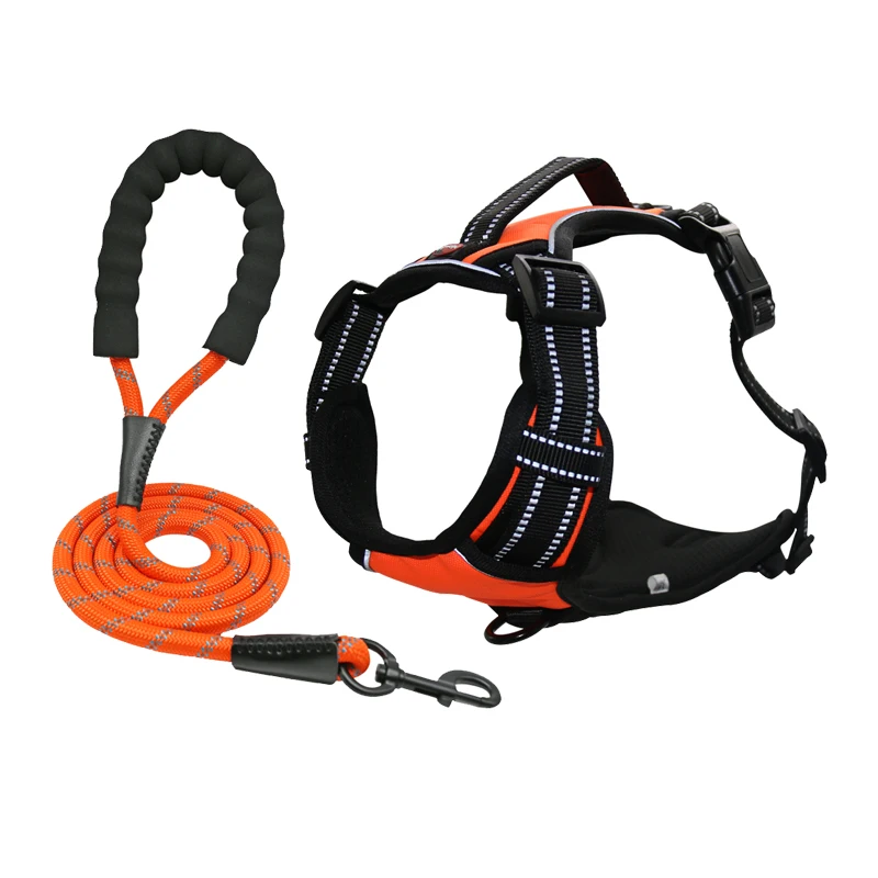 Strong Hemp Oxford Therapy Dog Collar Harness Leash for Small Medium Large Pets XL Size with Breakaway Feature by Pet Cane