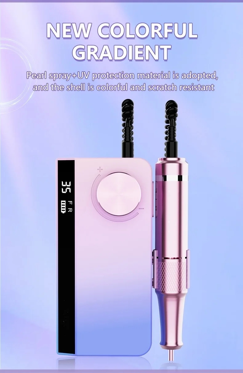 35000 RPM Private Label Electric Nail Drill Machine Cordless Nail Polisher Pink Nail Drill