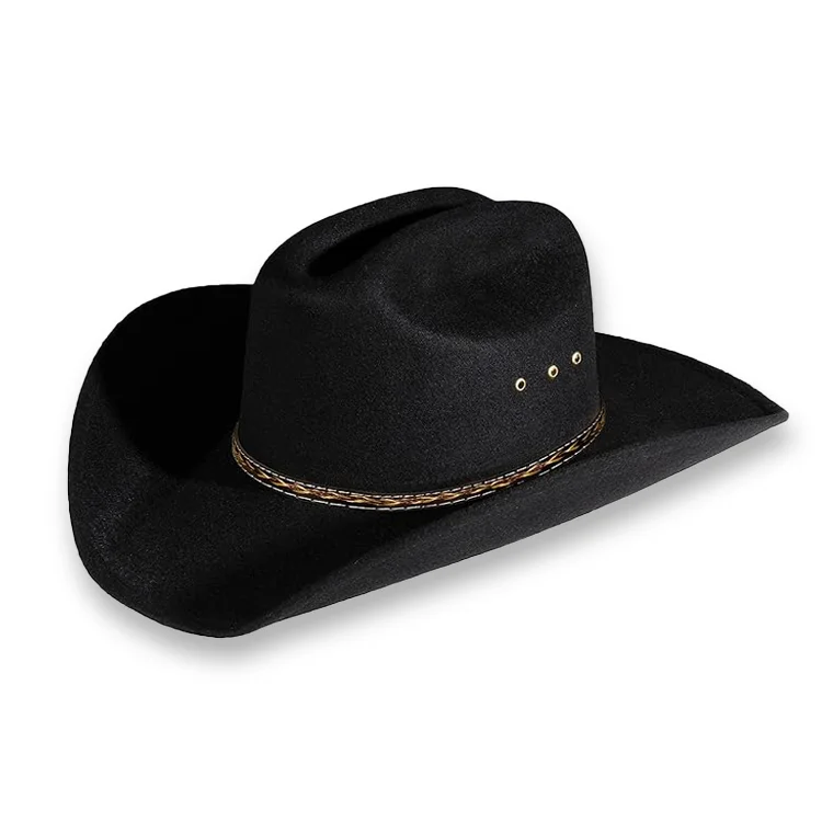 2024 Wholesale customization Western sombrero de vaquero Summer Riding Imitation Fur Leather hat Outdoor Cowboy Hat for adult