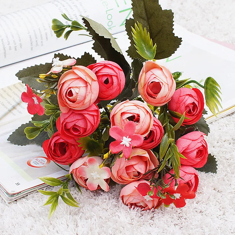 13 Heads Artificial Camellia Flowers Rose Peony Flowers Artificial For Home Decoration Decor Table Fa-ke Flowers Wedding Bouquet