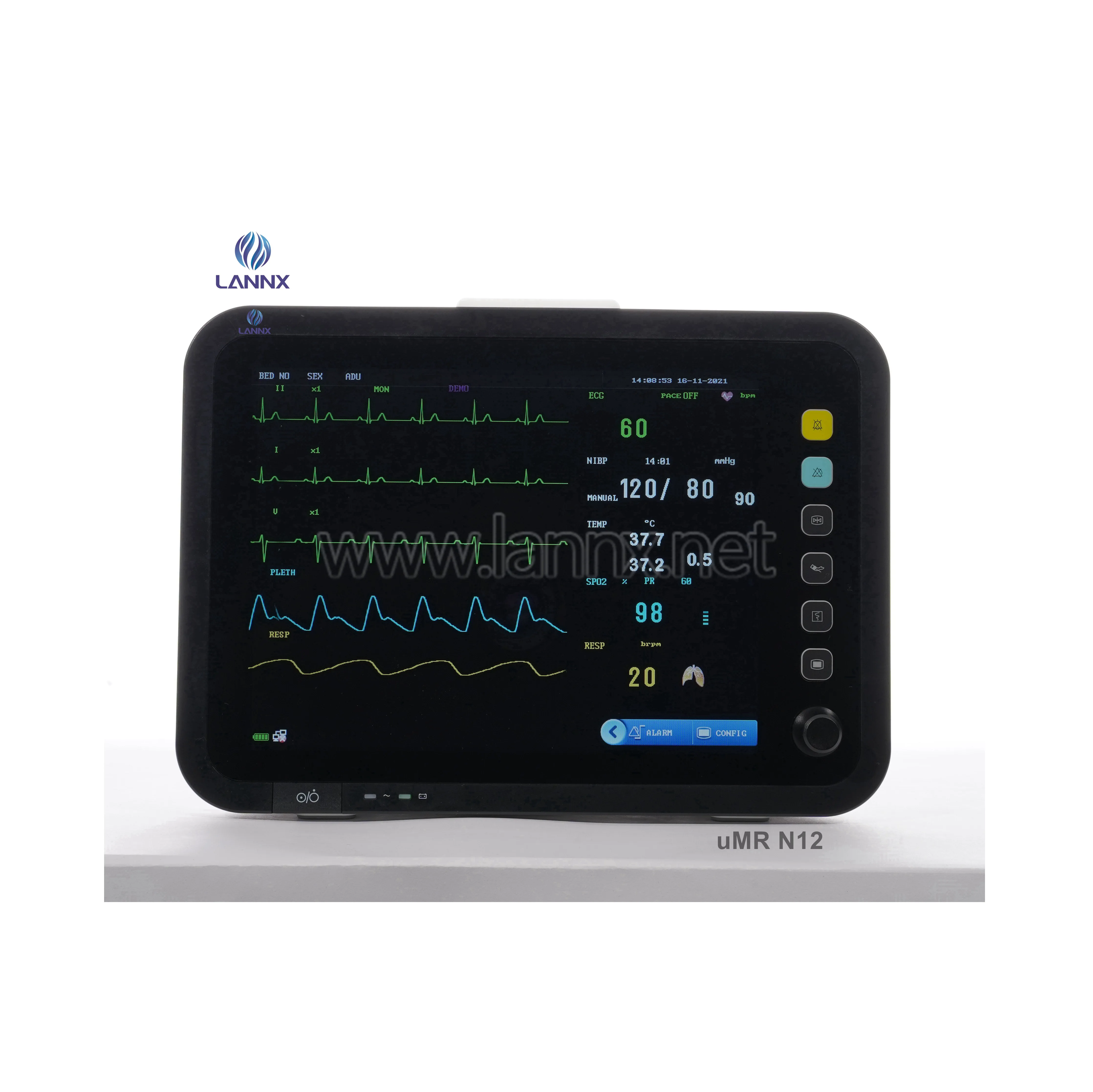 LANNX uMR N12 Portable Vital Sign monitors Touch Screen 6 Parameter human animal Patient Monitor for Hospital Emergency Monitor