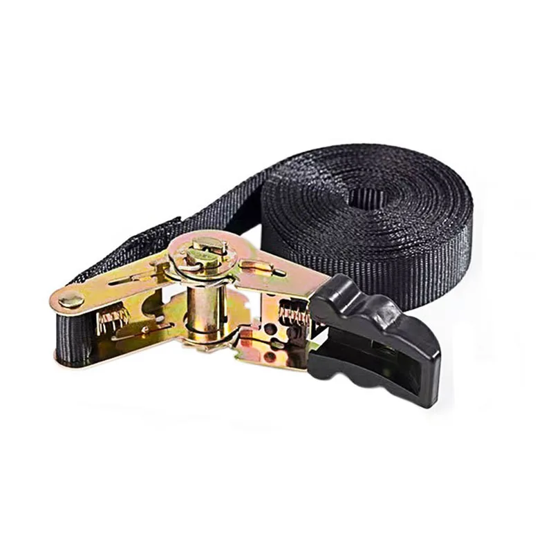 Custom Logo Black 1 inch 800kg Rubber S Hook Cargo Lashing Buckles Belt Truck Car Metal Handle Binding Ratchet Straps Tie Downs