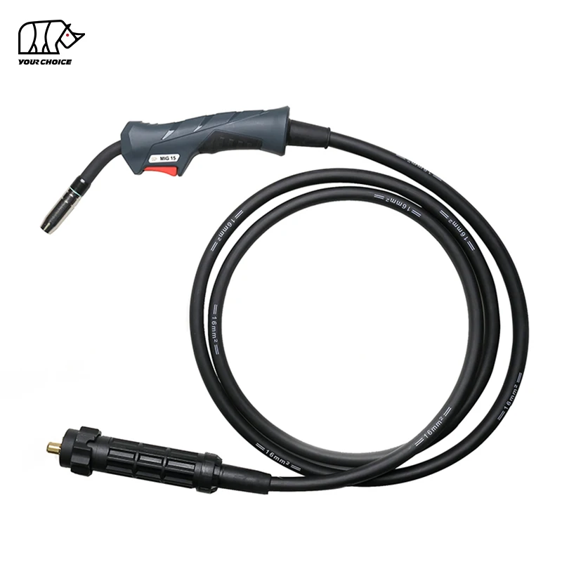 INWELT CE 3M 4M 5M Cable Length 15AK 180Amp CO2 Gas Cooled MB15 MIG Welding Torch Gun with Euro Connector