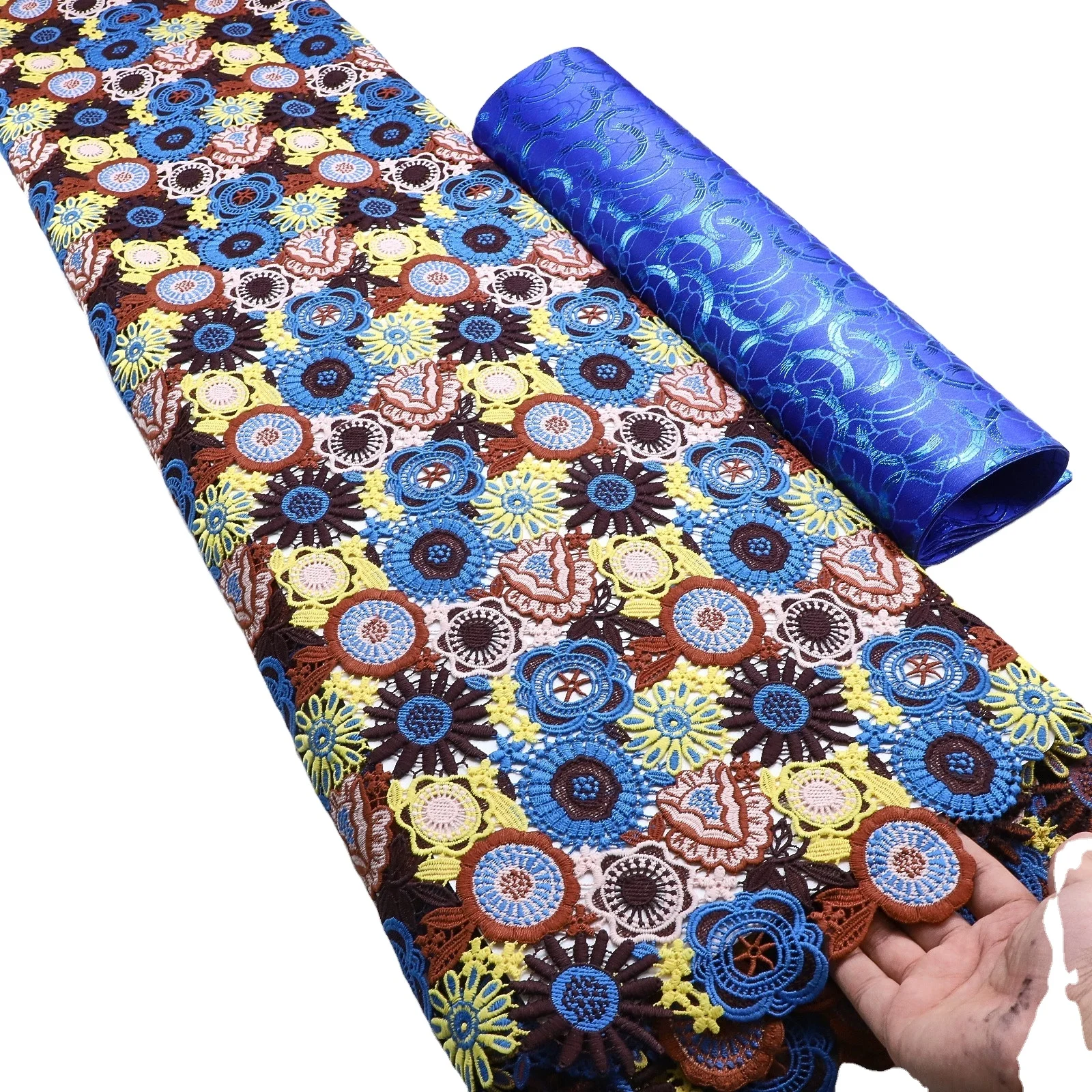 Supoo Luxurious skin friendly  double cord/guipure lace african lace fabric for wedding/party embroidery fabric French dress