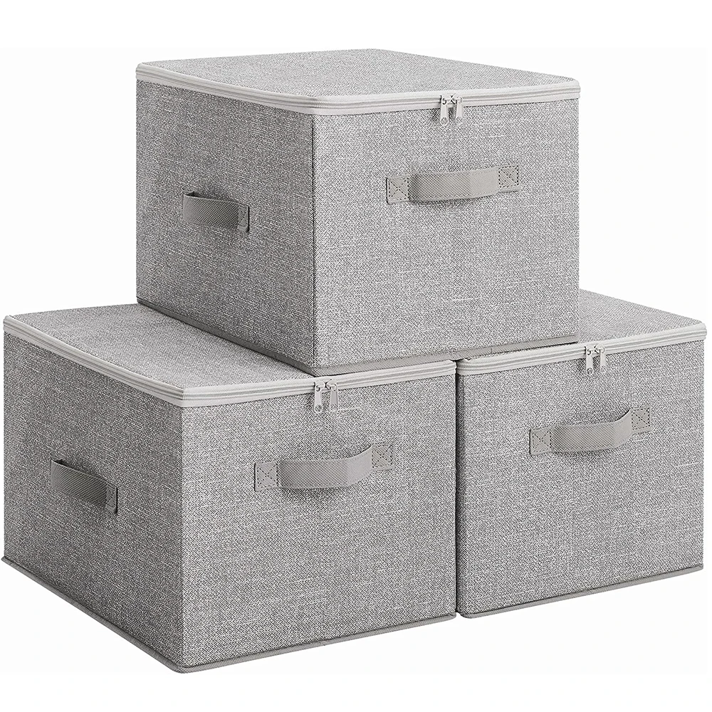 Wholesale Foldable Fabric Clothes Basket Storage Box storage Containers for Clothes With Handles Zipper