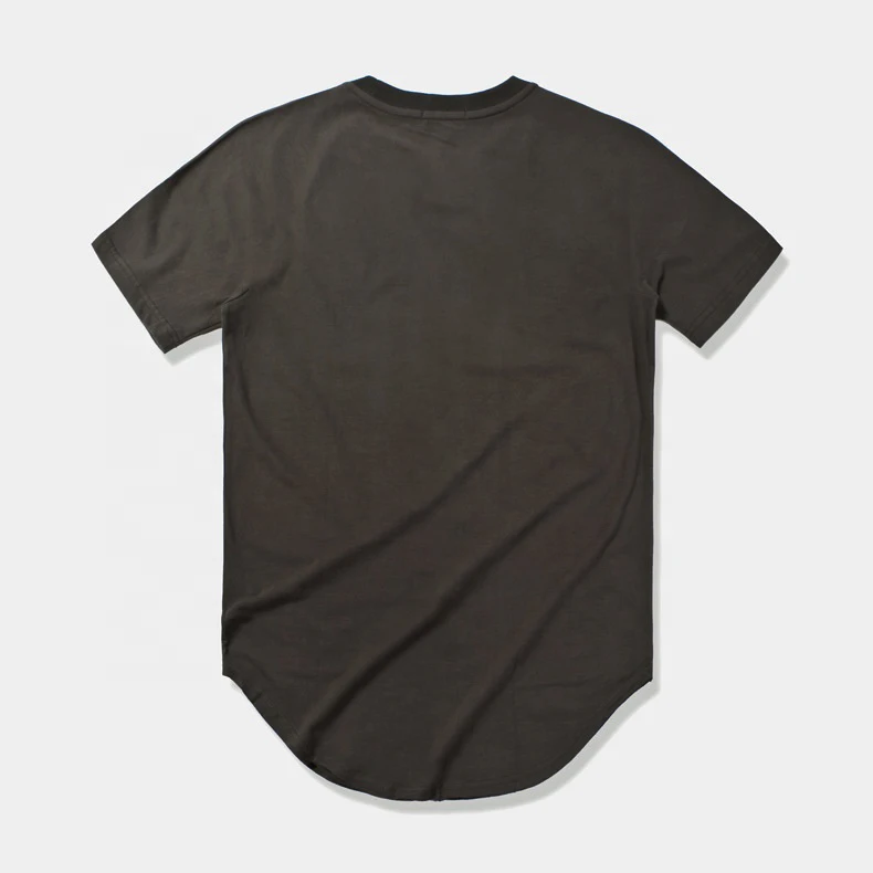 Wholesale 95% Cotton 5% Spandex 180g Scoop Round Bottom Curved Hem T-shirt Plain Dyed High Quality Tshirt Men