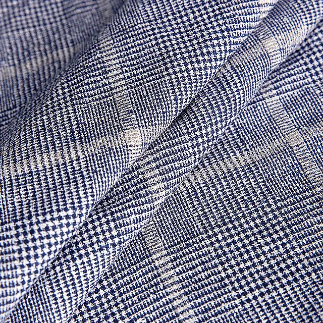 wholesale Cotton Polyester blend fabric  Loop Yarn check Fabric plaid twill fabric