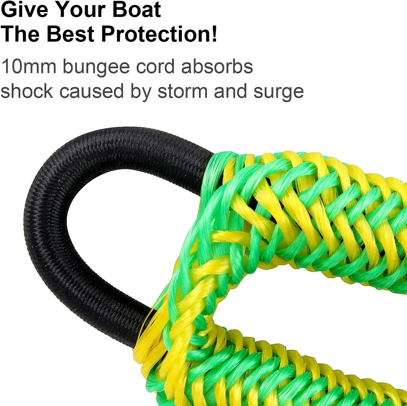 Marine Mooring Rope 2 Pack PWC Anchor Boat Bungee Dock Lines for Boats with Stainless Carabiner Hook