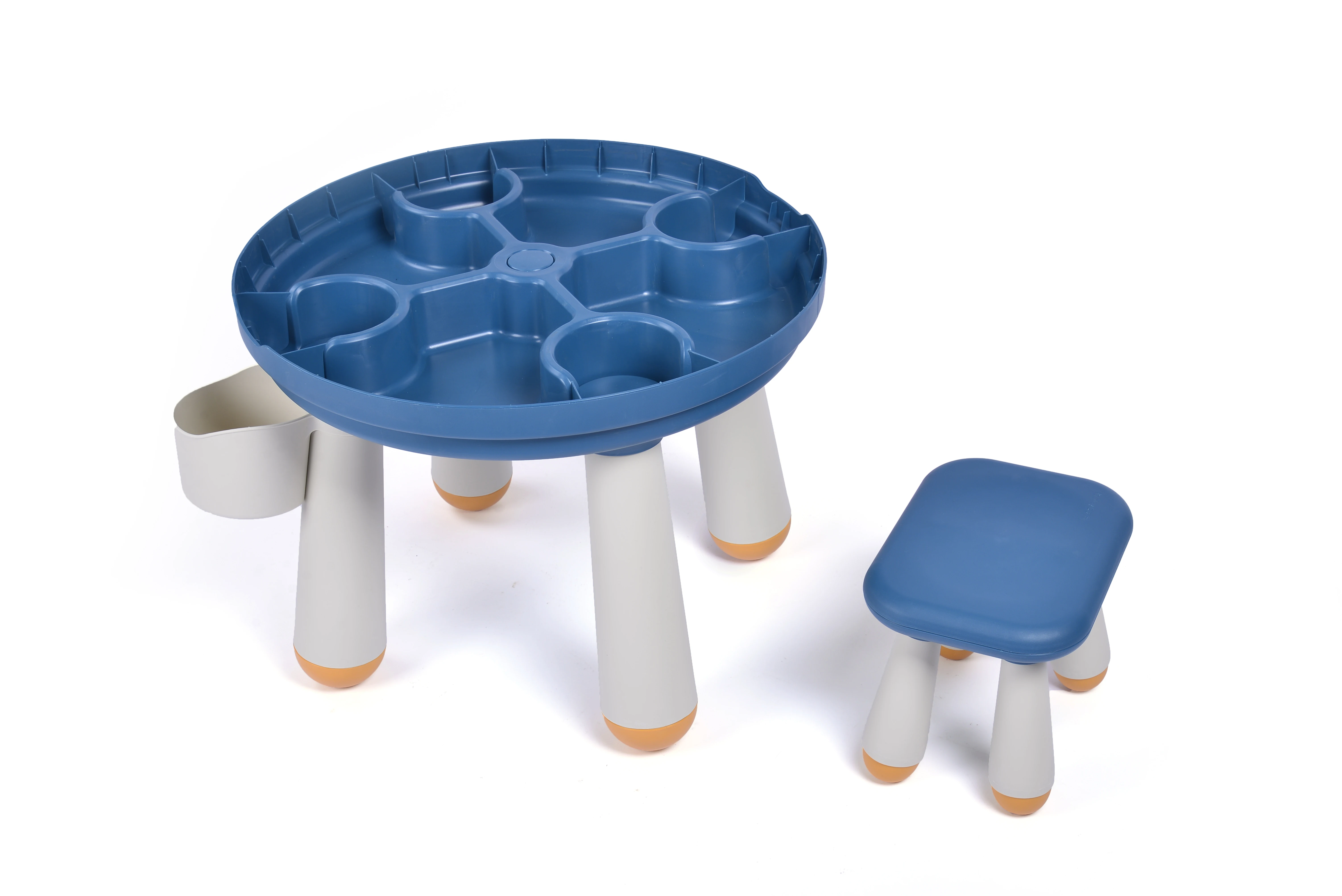 Round DIY kids plastic education multi-function building blocks table drawing table