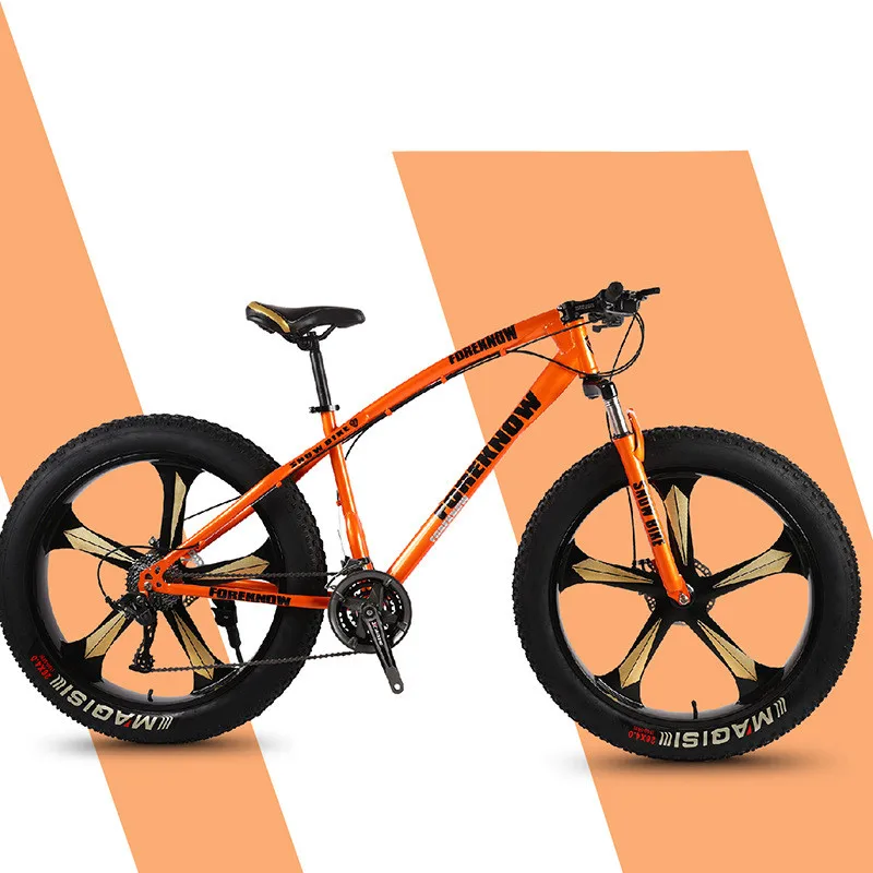 Good Quality Suspension Fork Orange Fat Tire Mountain Bike Fat Bike 26inch Mtb For Man Bicycle