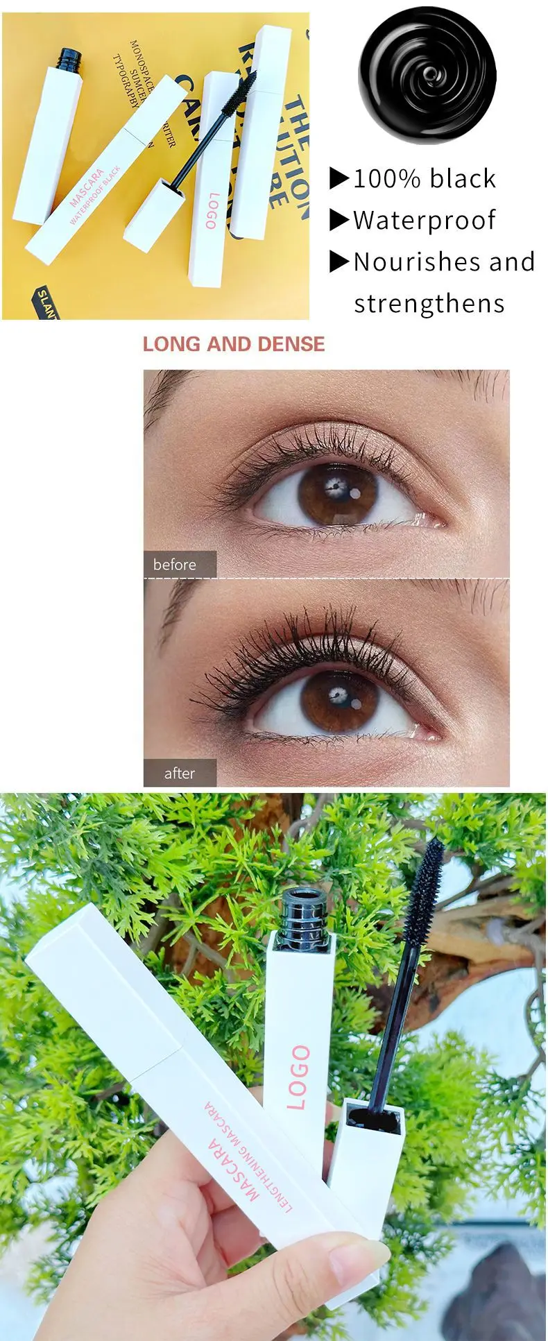 high definition Volume Extension Waterproof mascara Customized private label waterproof super lasting mascara