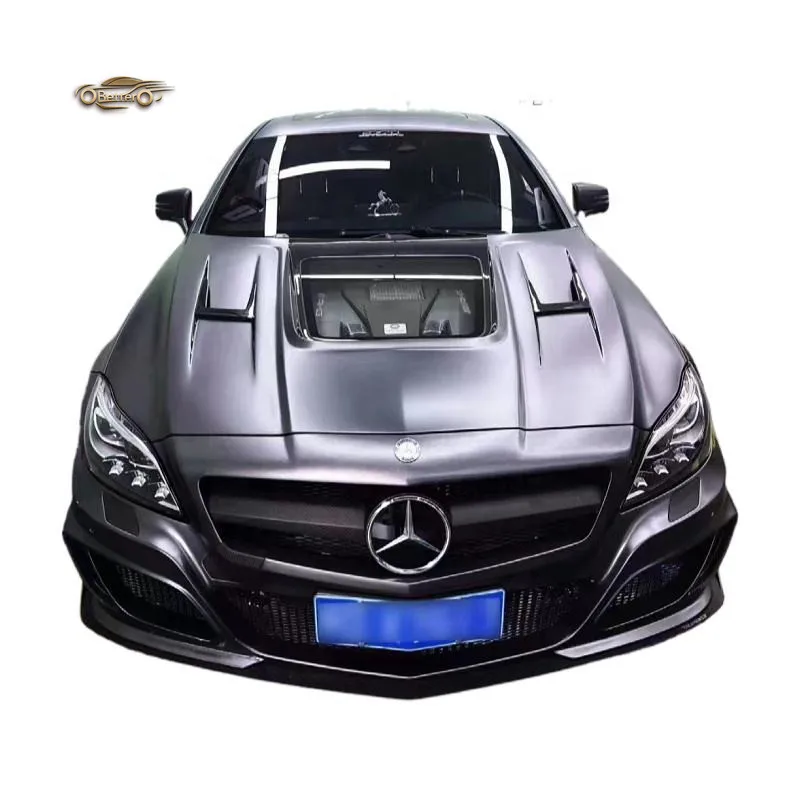 BTC High Quality Carbon fiber hood for Mercedes C218 W218 CLS63 AMG To IMP Style transparent glass Engine bonnet