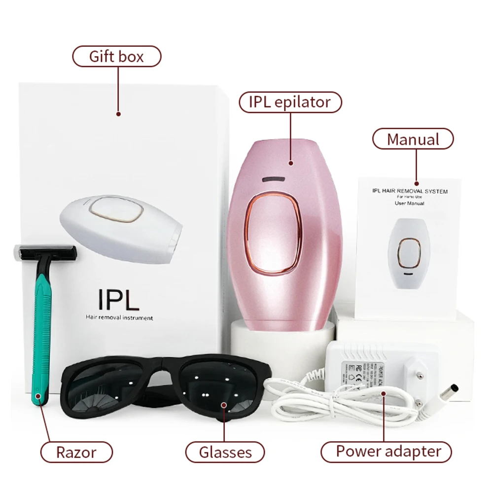 Wholesale Handheld Painless Epilator Set Skin Rejuvenation Anti Acne Permanent Hair Remover IPL Laser Hair Removal Device