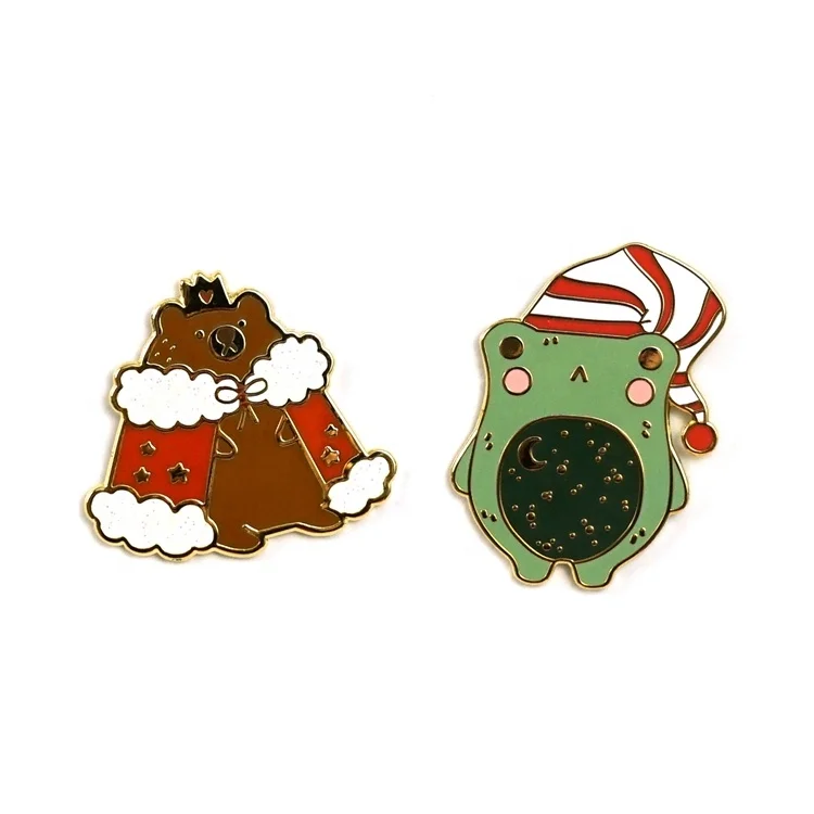 VastPins Souvenir Custom Cute Gifts Santa Claus Candy Bear King Red Glitter Metal Badges Lapel Christmas Pin Hard Enamel Pin