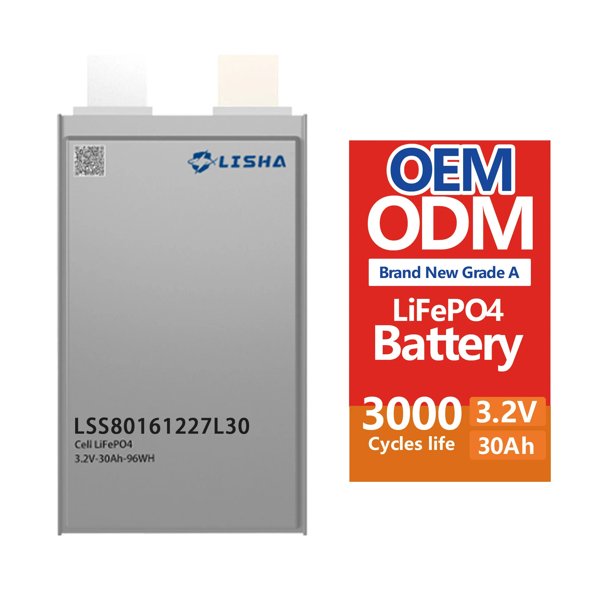 Lisha High Discharge Rate Li-ion Pouch Cell 30ah 3.2V Lifepo4 Polymer Prismatic Pouch Cell High Energy Density