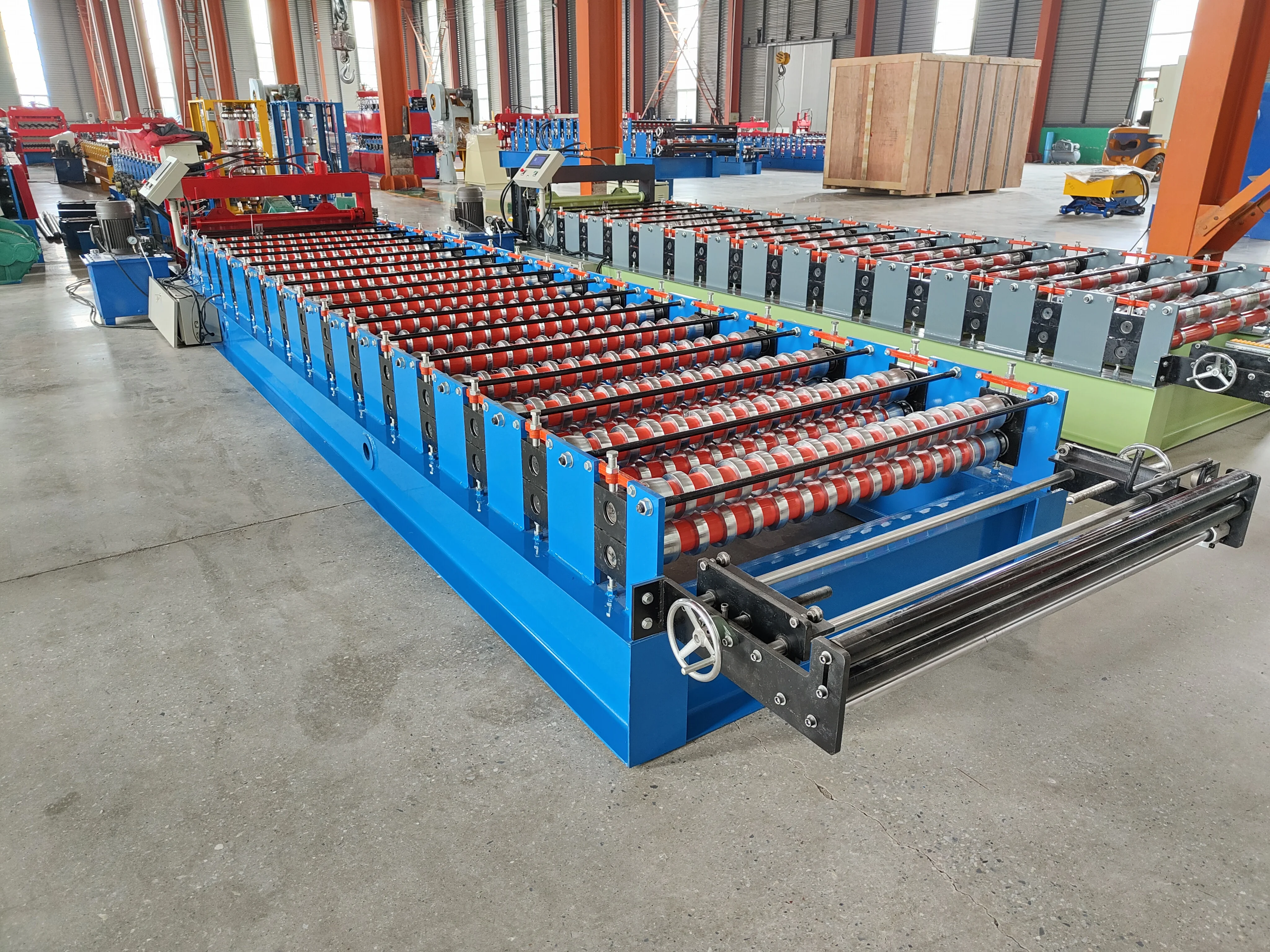 0.3mm -0.8mm 1250mm Width Color Steel PPGI Zinc Roof Sheet Corrugated Roll Forming Machine Corrugated Wavy Making Machine