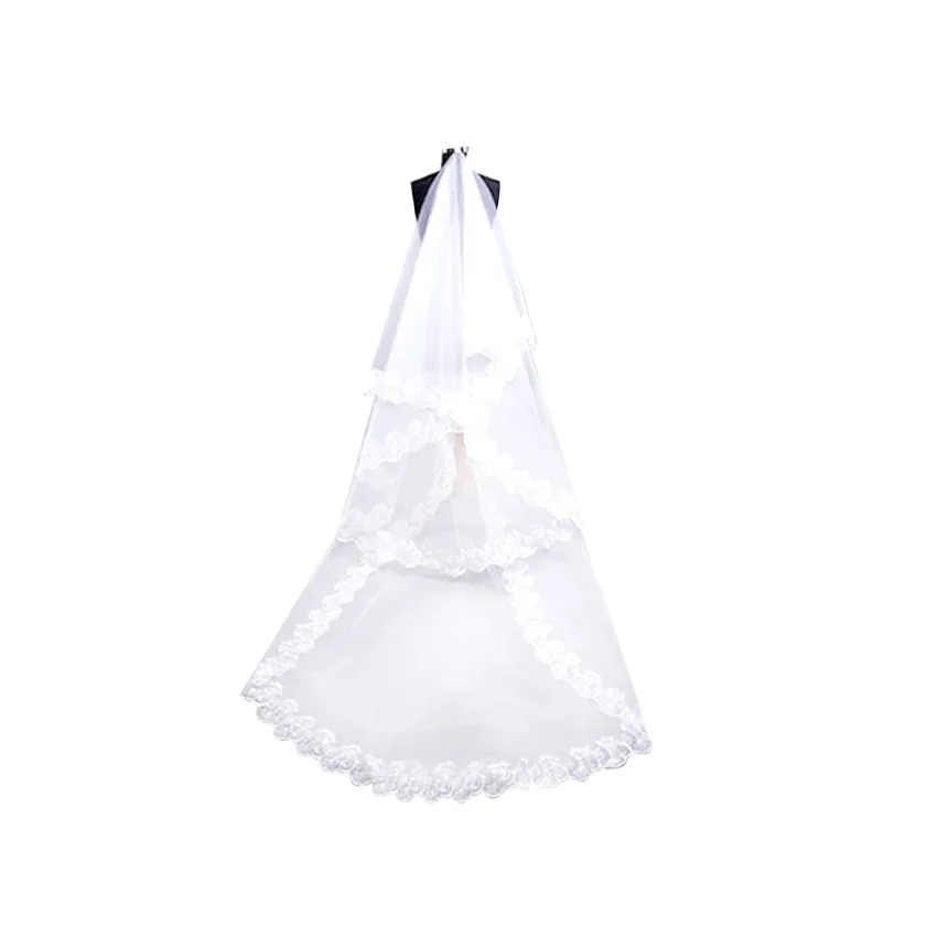 Кружевная Фата для невесты, Длинная фата, мягкая Тюлевая, для свадьбы