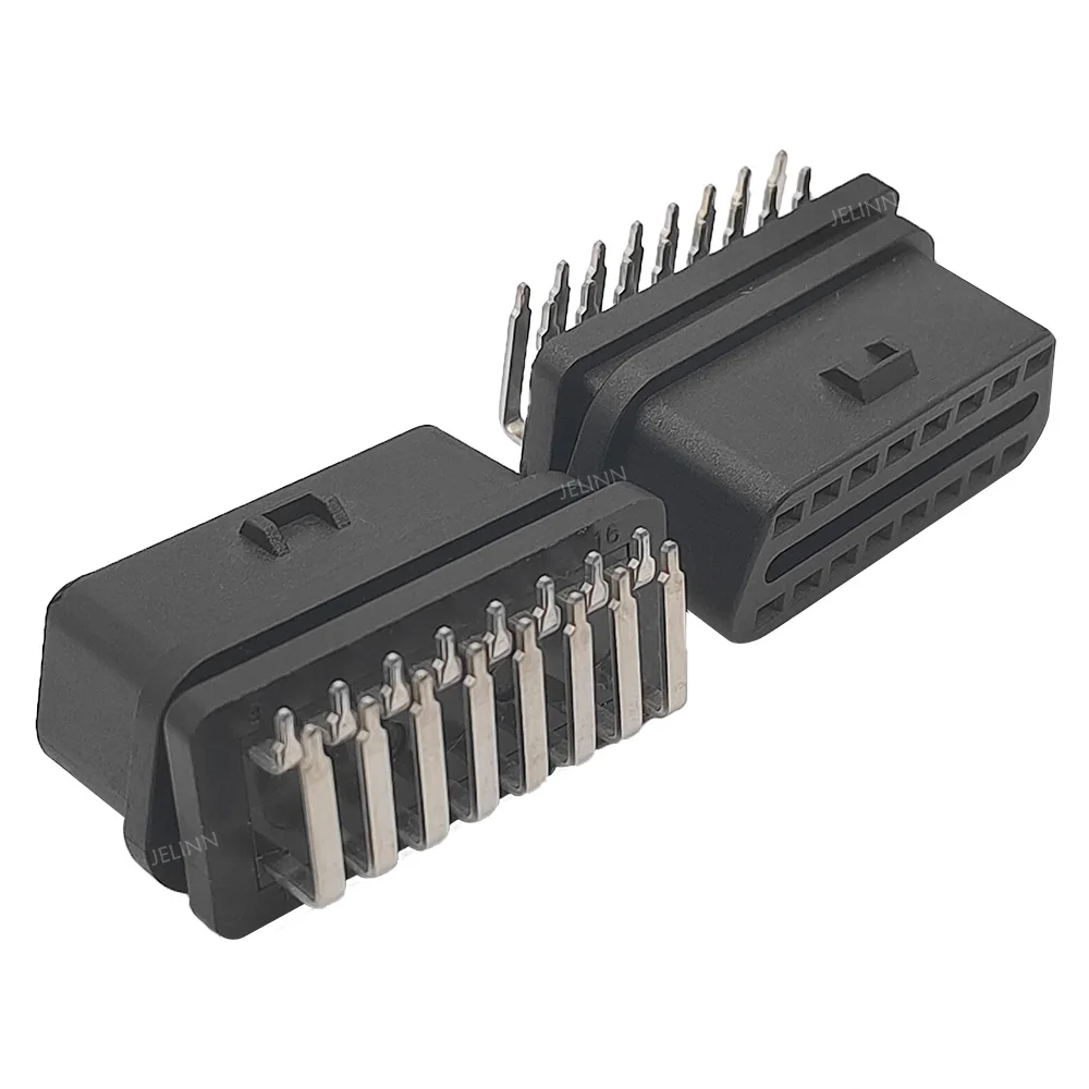 OBD 2 OBD2 OBD-II гнездовой 16-никелированный штырьковый разъем с 90-градусными штифтами Изогнутыми В сторону узкой стороны