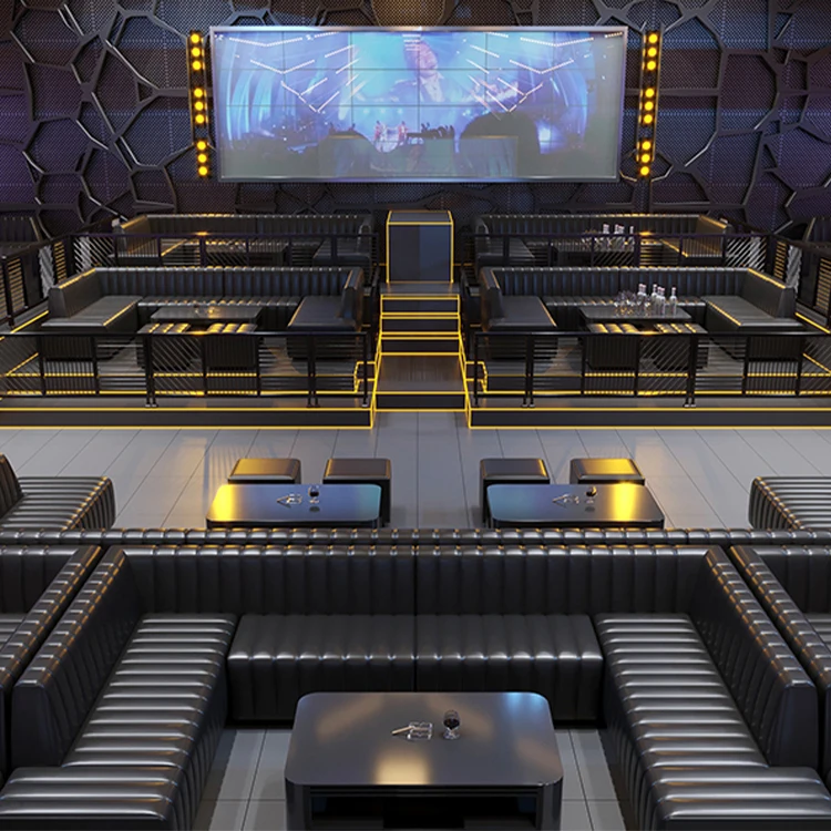 Customized Bar Or Club Lounge Solid Wood Disco Sofa Furniture For Nightclub Engineering