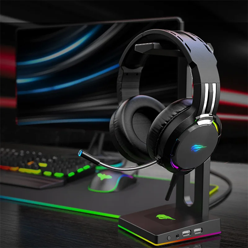 RGB Headphone Stand with USB Charger Port Desktop Gaming Headset Holder with 2 USB Charger 2 buyers