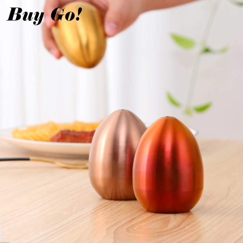 
Egg Shape Metal Salt Pepper Spice Jar Bottle Container Seasoning Tank Stainless Steel Spice Shaker 
