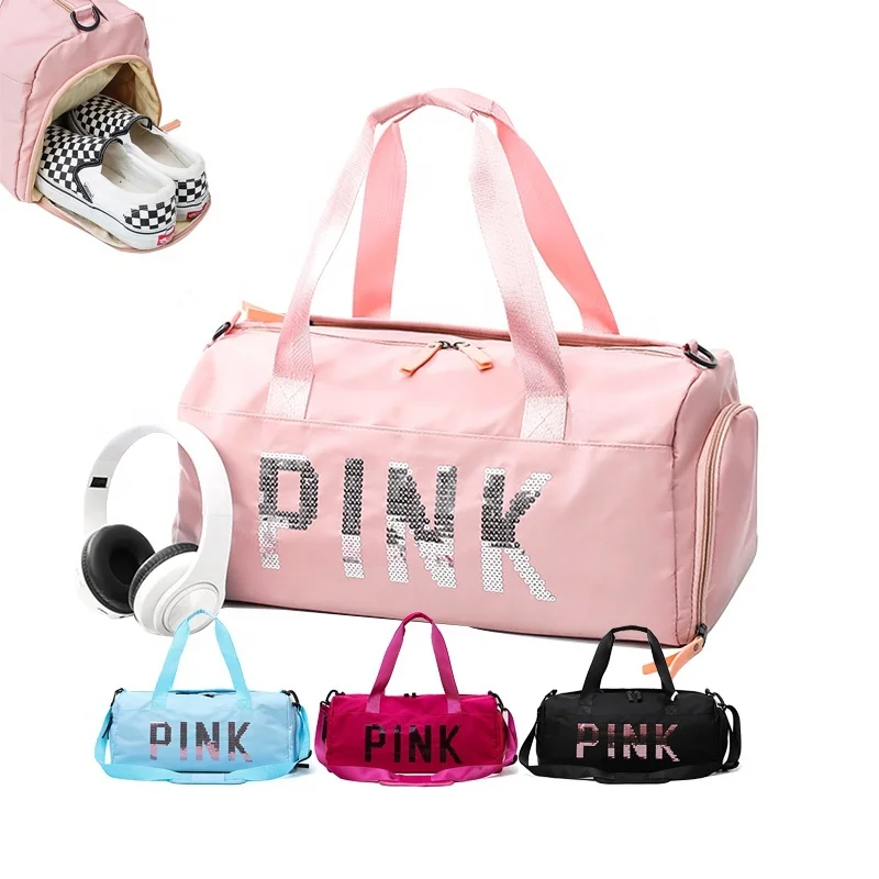 SG8041 customized logo large capacity pink duffle bags gym women waterproof sports travel bag