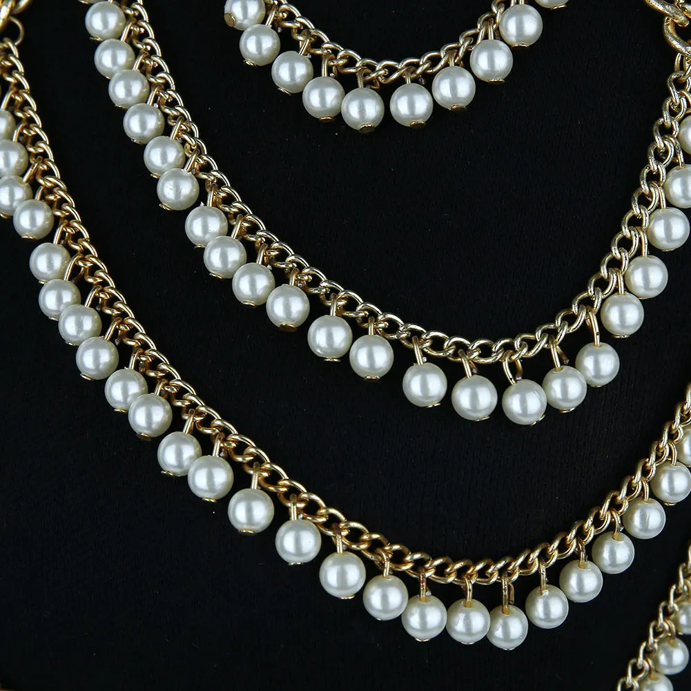 Pearl Body Chain Bra Chain Body Jewelry Belly Waist Chain for Women