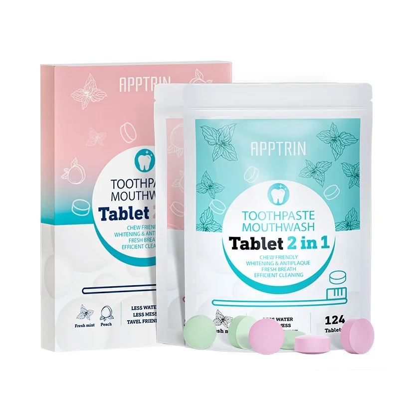 OEM Logo Chewable Toothpaste Tablets Fluoride-Free Biodegradable Hydroxyapatite Adult Home Use Natural Organic Teeth Whitening