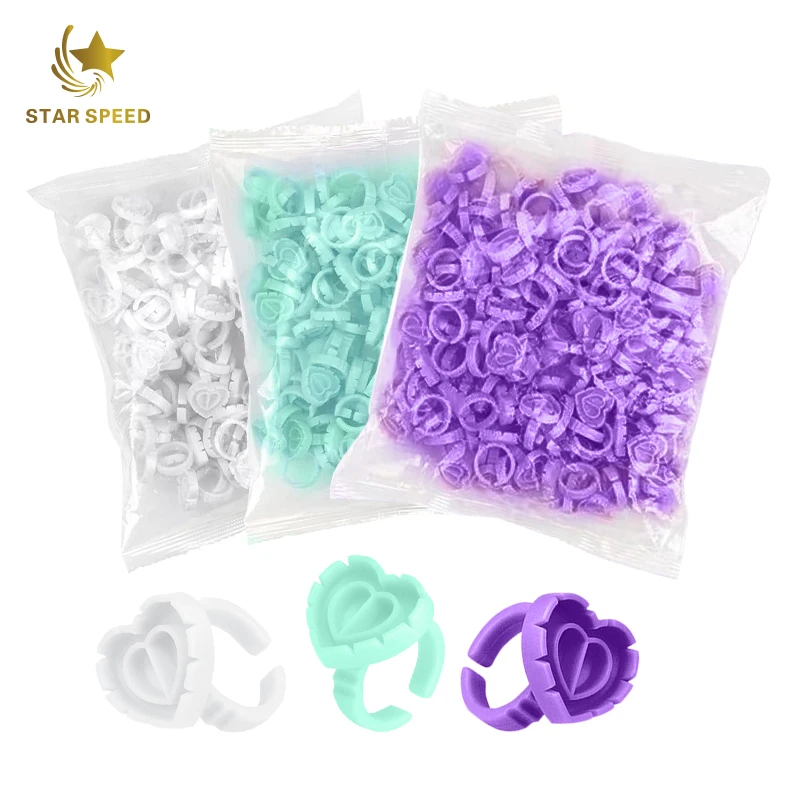 Star Speed Wholesale Pink Heart Shape Flower Glue Ring Eyelash Extension Tools Lash Glue Rings