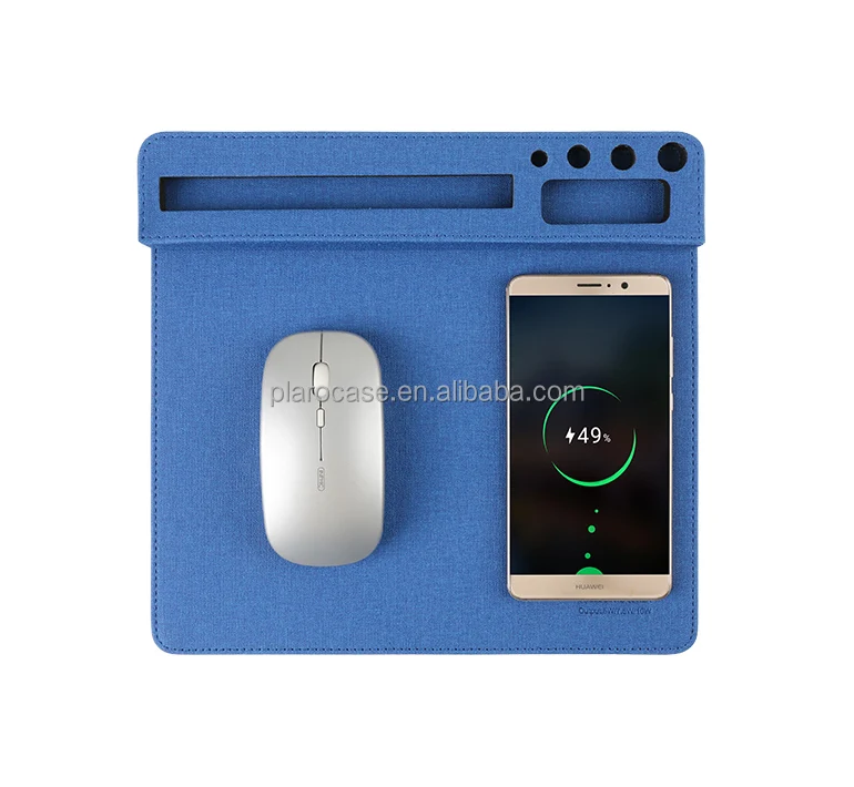 Wireless Charging Promotional Computer Multifunctional Mouse Pad with USB Hub Pen Phone Holder