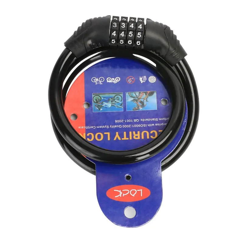 Change Password Mountain Bike MTB Four-digit Lock Anti-Theft Digital Combination Bike Cable Bicycle Lock