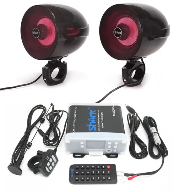 Motorcycle audio marine audio 4 ch amplifier with 1 pair 5inch RGB led light  for ATV UTV golf cart boat and motorcycle