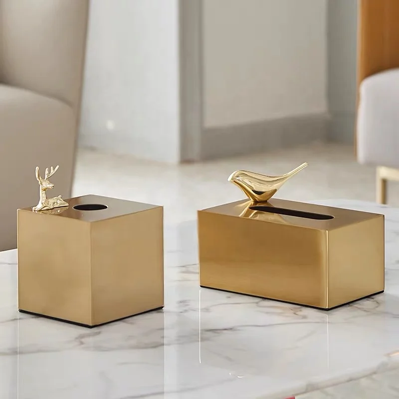 Hot selling tissue boxes metal minimalist luxury hotel home decoration Holder Case