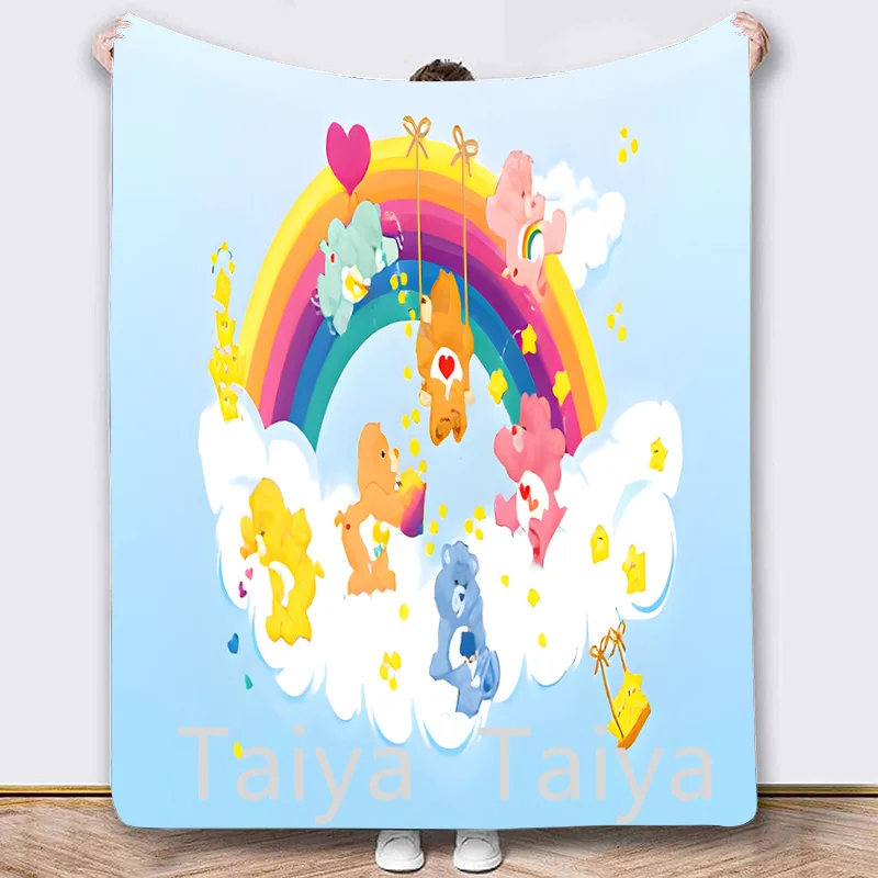 China Factory care bear cartoon Karol G Sherpa Blanket Double Layer Throw Blankets For Winter 4 season