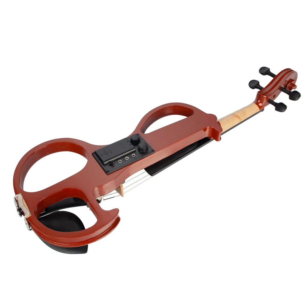 NAOMI Solidwood Electric 4/4 Violin Set Ebony Fittings w/ Brazilwood Bow+Rosin+Bridge+Violin Hard Case+Audio Cable