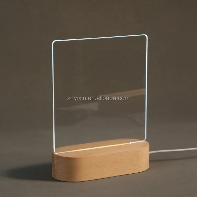 USB Wooden Base Lamp Led 3D Night Light Round Oval Wood Led Light Bases for Acrylic