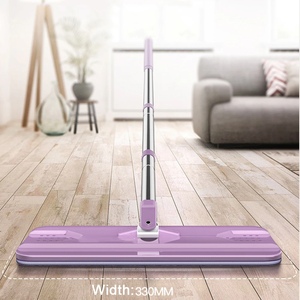 Assembly extra long handle plate wet and dry dust control microfiber flat mop