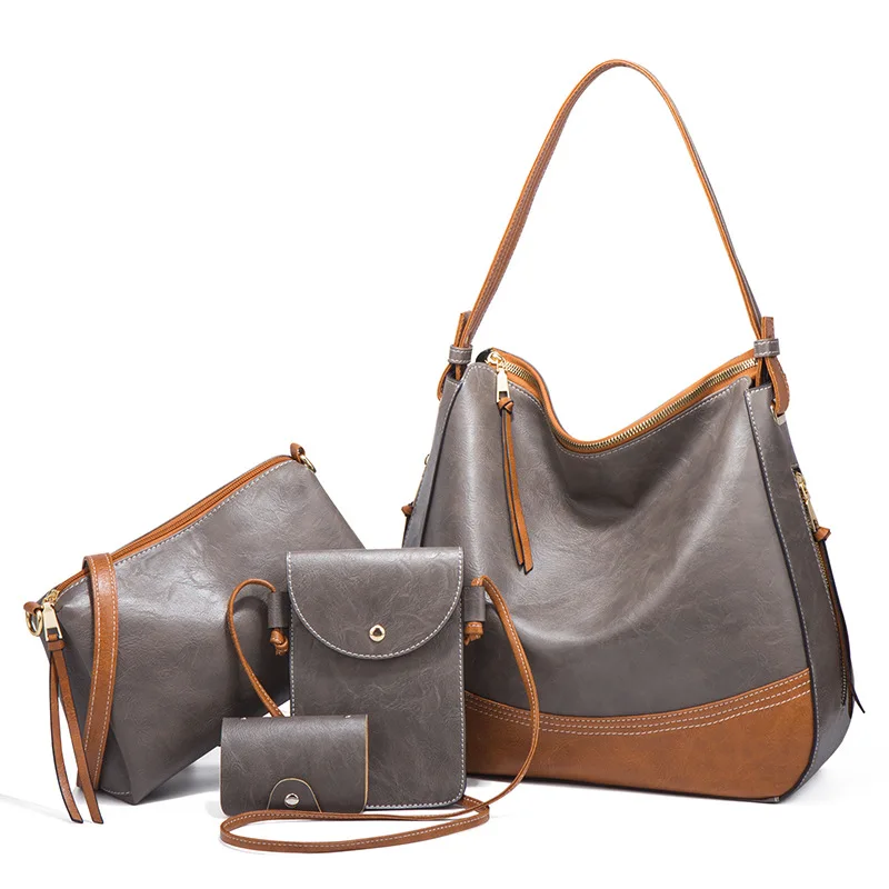 FS8871 Simple color matching portable handbag fashion trend large capacity three piece new diagonal soft picture mother bag