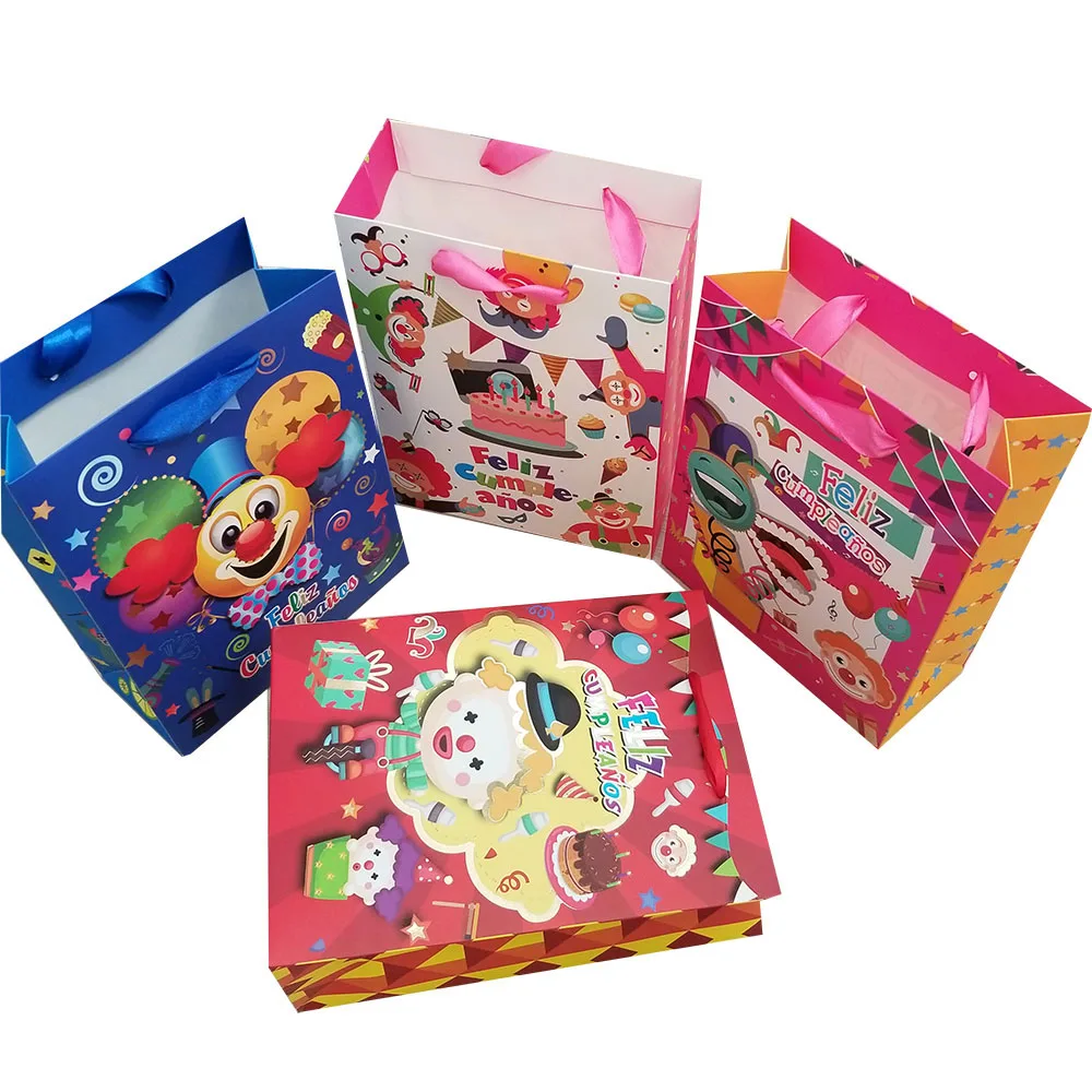 Оптовая продажа, бумажная упаковка, Подарочный пакет на день рождения с ленточными ручками