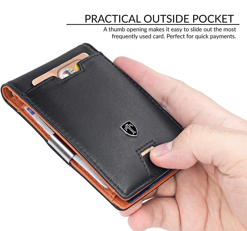 Лидер продаж на Amazon, деловые подарки для бизнеса, мужской тонкий двухскладной кошелек из натуральной кожи с рчид-блокировкой, мужские кошельки с передним карманом