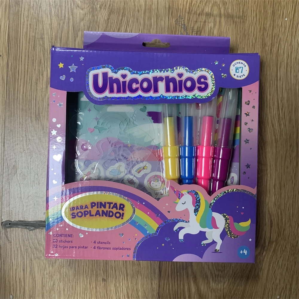 kids cartoon painting drawing unicorn marker sticker set school Stationery Set for kids