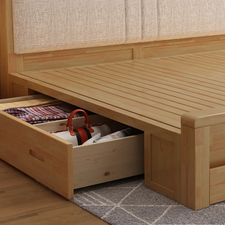 Современная нордическая обивка, кровати с укороченной платформой, с хранилищем, 1,8 и 1,5 метров, мебель для спальни, простая кровать, кровать из массива дуба