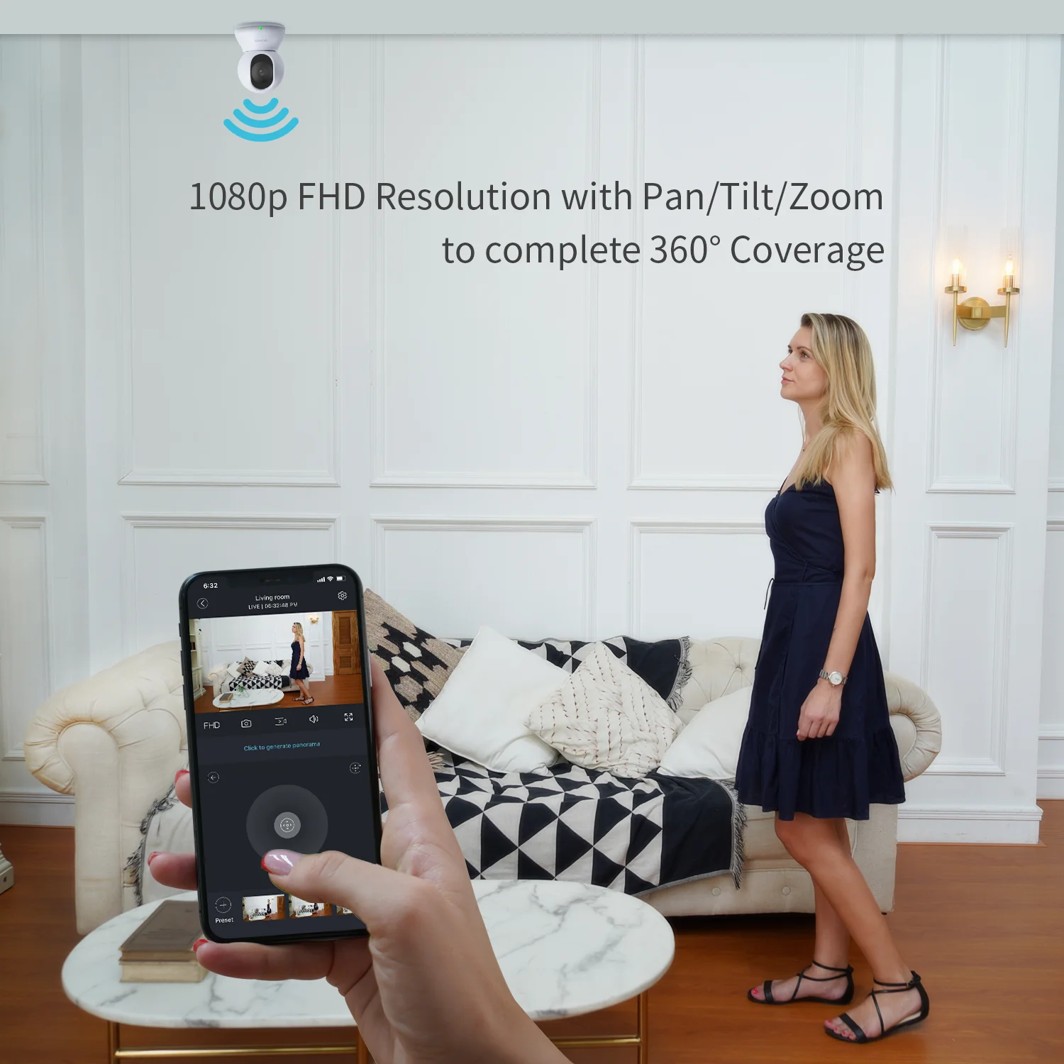 Wireless Home 360 Degree Night Vision WiFi Surveillance Cloud Camera Indoor Security Camera with Motion Detection