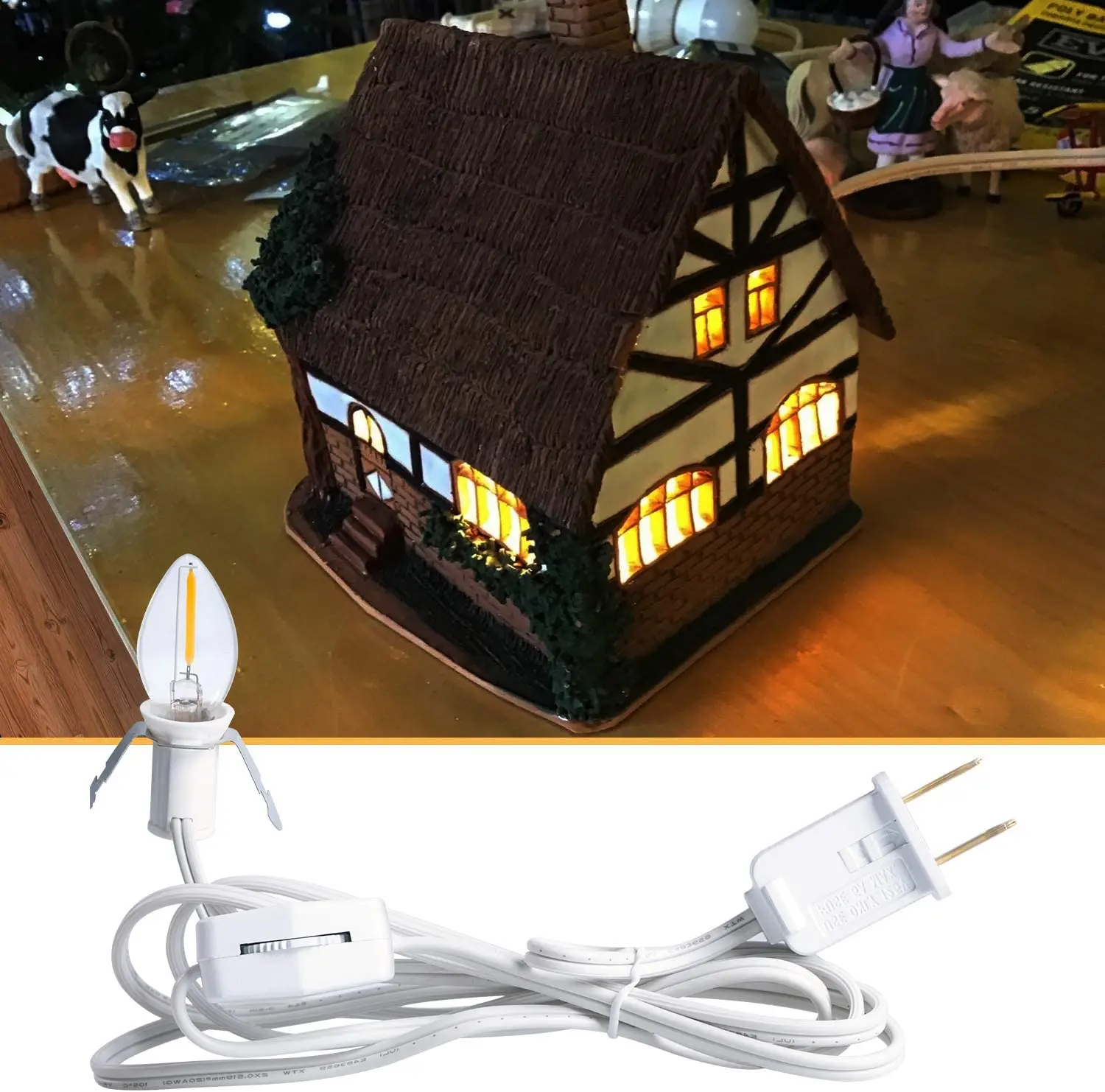 Pumpkins lights wire harness butterfly lamp cord for Halloween Figure lamps
